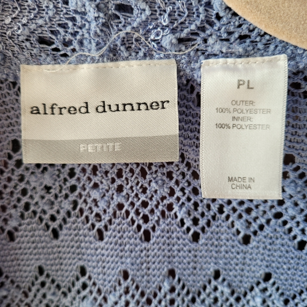 Alfred Dunner Textured Open Front Blue Cardigan Size - Picture 3 of 4